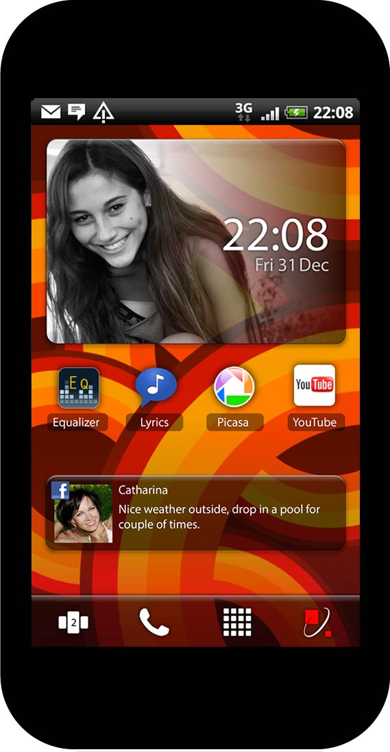 Personalized home screen, play style preset, red wallpaper