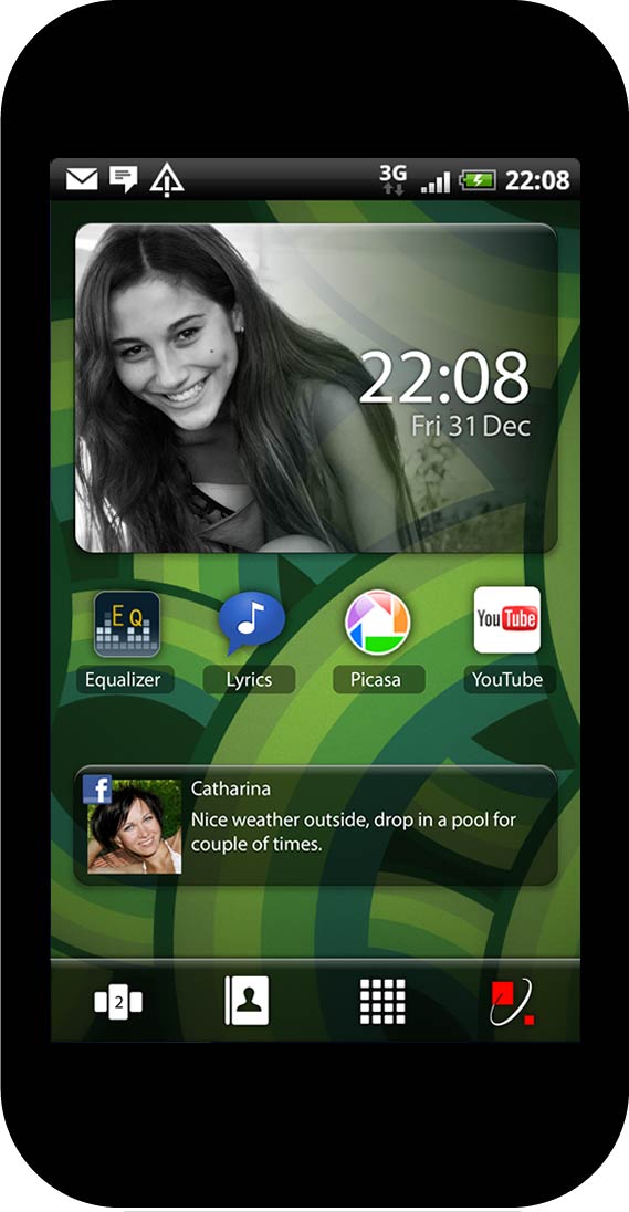 Personalized home screen, play style preset, green wallpaper