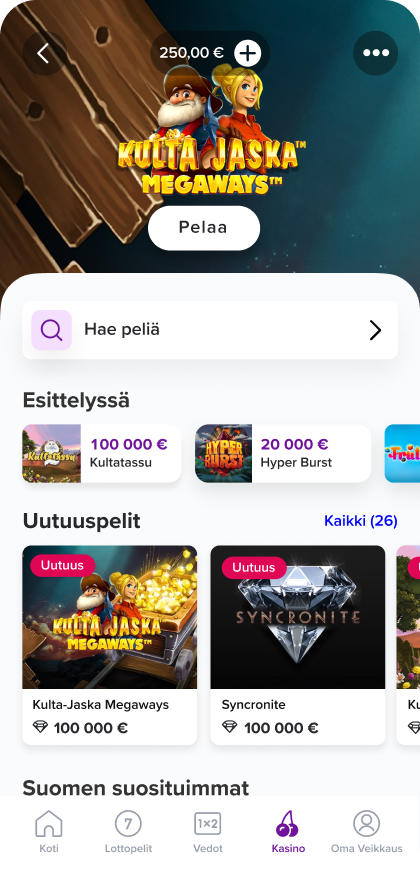 App casino landing page screenshot